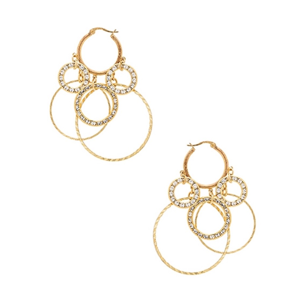 Etched Hoop and Crystal encrusted Earrings